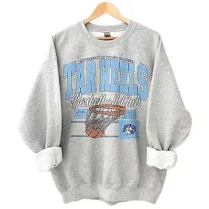[Sale up to 30%]+[Freeship] Vintage North Carolina Tar Heels Basketball TeamSweatshirt, Sweatshirt, , Graphic University Tournament Shirt, Gift Top Cotton For Fan, Men, Women