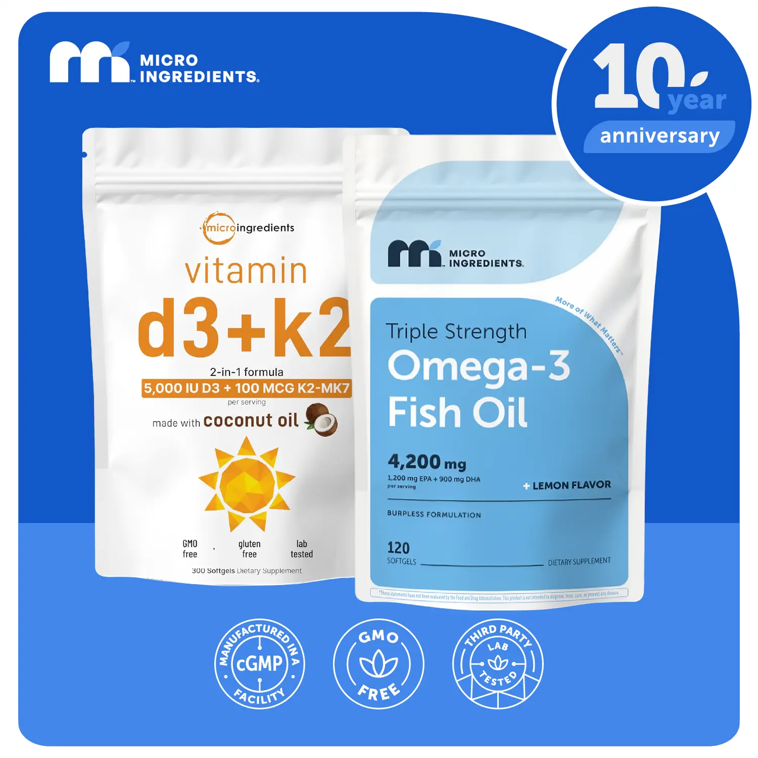 Boise Brooke's Choice Bundle: Vitamin D3K2 5000IU & Omega Fish Oil 120 Softgels Boise Brooke's Choice Bundle: Vitamin D3K2 5000IU & Omega Fish Oil 120 Softgels