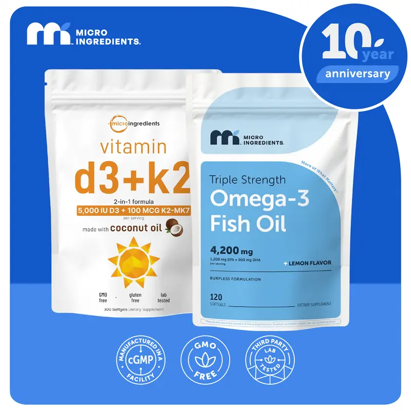 Boise Brooke's Choice Bundle: Vitamin D3K2 5000IU & Omega Fish Oil 120 Softgels