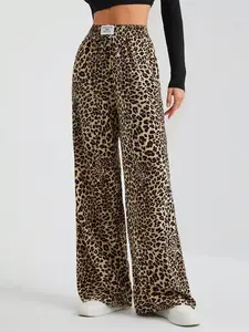 Full Size Leopard Print Wide Leg Pants Plus Size
