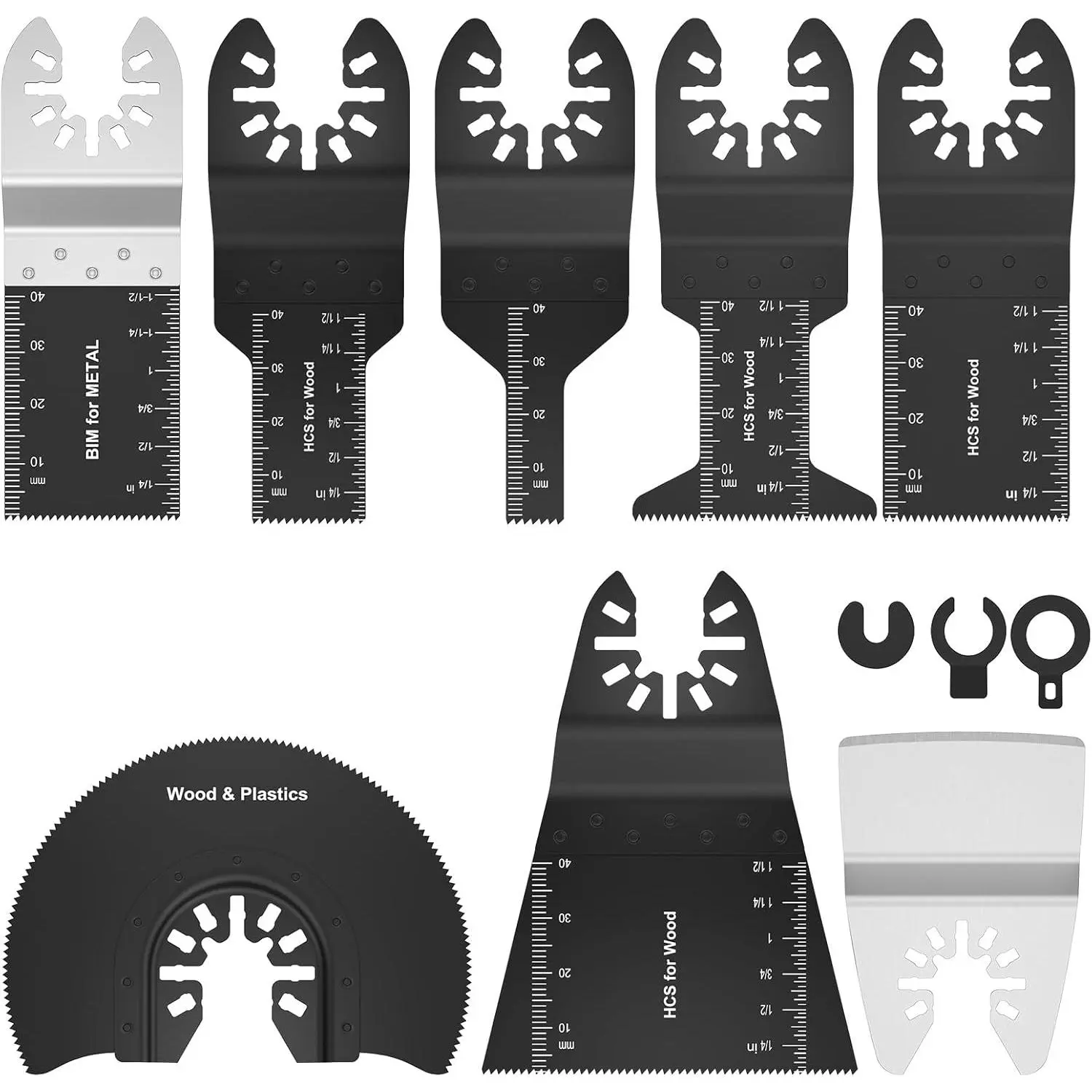 8 count Oscillating  Tool  Set Bi-metal Stainless Steel Multitool  Kit Quick Release Oscillating  Precise    with 3 Gaskets for  Plastic (8pcs)