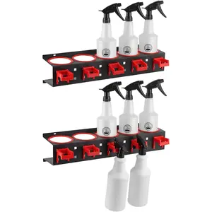 2 count Spray Bottle Storage Rack, Wall Mount Bottle Organizer  Detailing, Steel Spray Bottle Holder