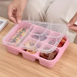 1pc Large Capacity Premium PP Plastic 5-Compartment Divided Bento Box - Portable, Leak-Resistant, and Easy-to-Clean Lunch Container for Outdoor Camping, Hiking, Travel, and School - Durable and BPA-Free