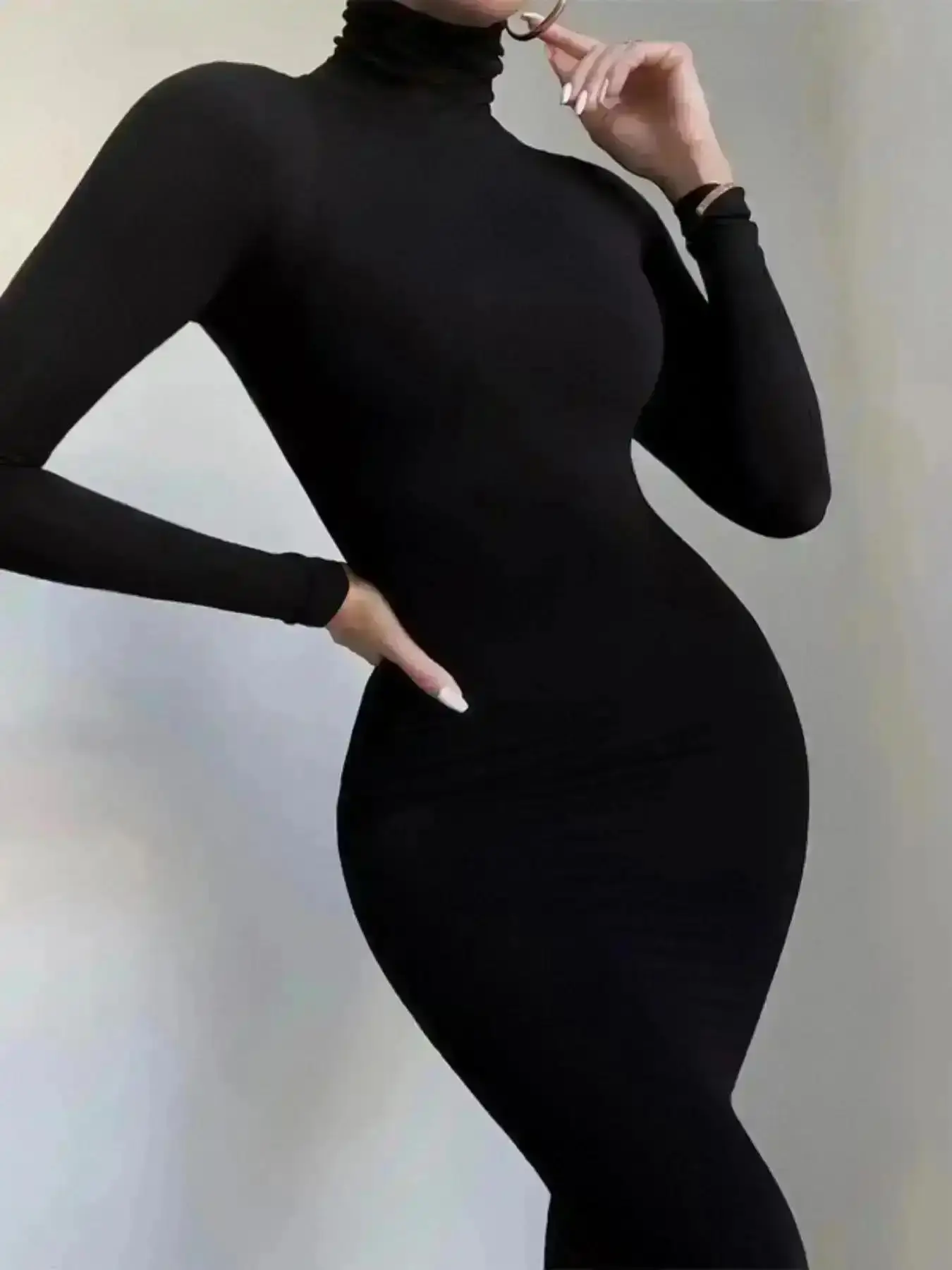 Women's Plain Turtleneck Body Sculpting Stretchy Jumpsuit One Piece Bodycon Activewear Y2k Going Out, Smart Casual, Modern Classic, Soft Material, Everyday Comfort, Daily Essential, Smart Casual, Casual Chic