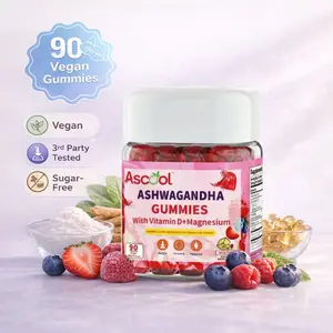 Ascool Ashwagandha Probiotics Gummies with Vitamin D & Magnesium - 90 Servings - Sugar-Free, Gluten-Free, Non-GMO - Stress Relief & Brain Booster - Mixed Berry Flavor - Optimum Wellness Supplement Conscious