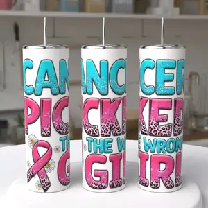 Breast Cancer 20 oz Tumblers for Breast Cancer Awareness Drinkware Bottle skinny--=%2=- tumbler=%2=----=%2=- sublimation=%2=----=%2=- tumbler=%2=-- sublimation tumbler