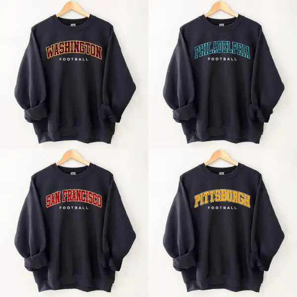 Vintage Black Football Team Sweatshirt - Classic Design for All Fans