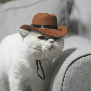 Cat Cowboy Costume Hat Dog Western Mini Hat Pet Cap, Cute Animal Party Accessory, Perfect for Halloween & Cosplay Events