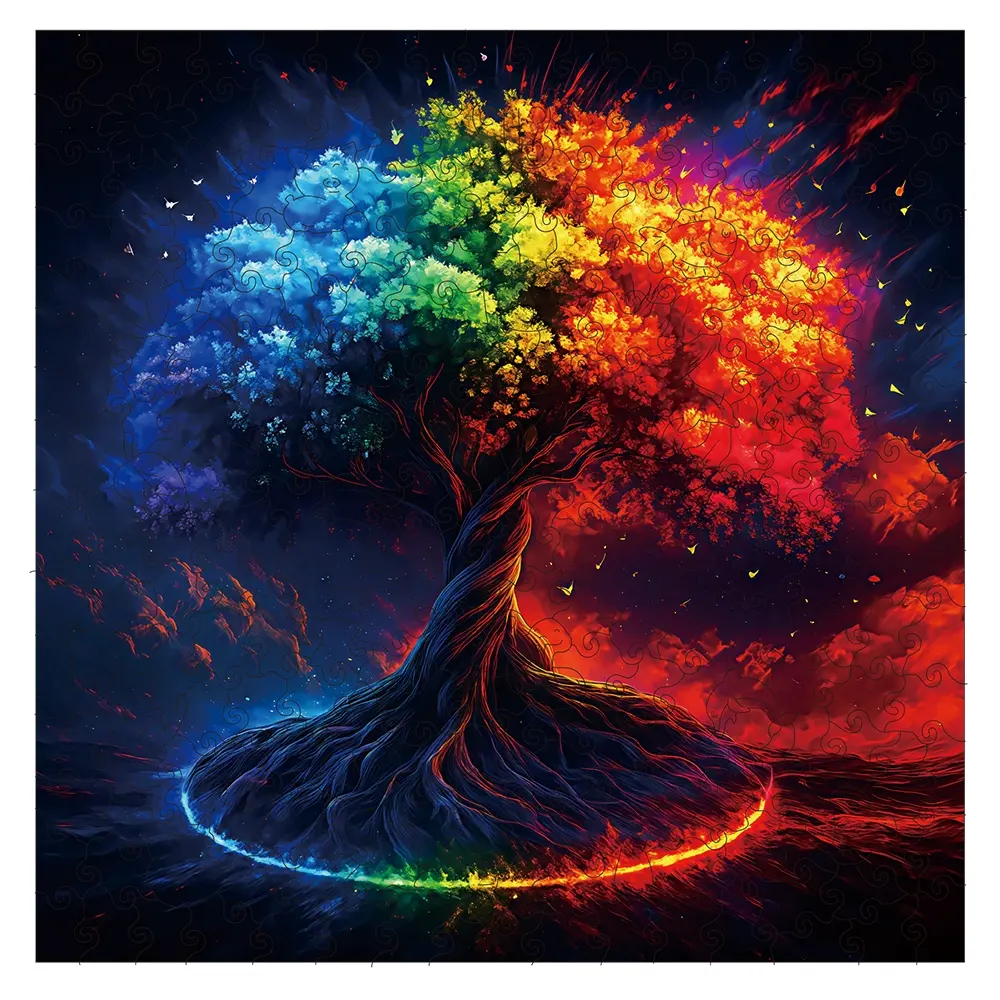 Colorful Tree of Life Wooden Puzzle For Adults, Wooden Jigsaw Puzzle, High Difficulty Toys Puzzle, Puzzle Game, Concentration Training For Adults, Hallowee Christma Birthday Holiday Gifts, Home Decor