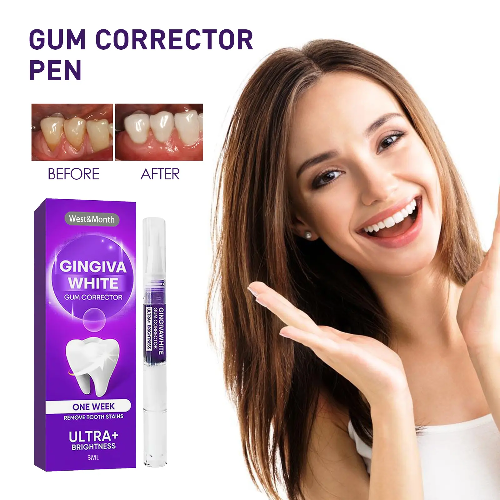 Cosmetic Teeth Whitening Pen with Gentle Hyaluronic Oral Care Serum - Brightening, Stain Removal, Gum Restore Solution (Oral Care Category)
