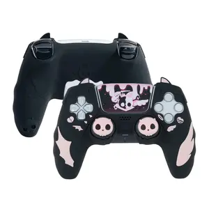 Z-KCS23  PS5 Controller Skin Set,Anti-Slip Silicone Protective Cover Skin for PS5 Wireless Controller, with 2 Thumb Grip Caps and 2 Stickers - Sweetheart Skull (Black)