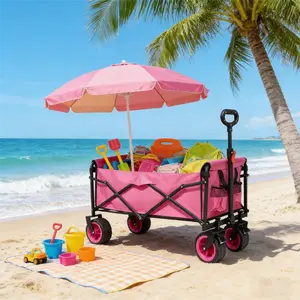【New Arrival】330 lbs Heavy-Duty Foldable Wagon, Lightweight Collapsible Cart with Wheels, Flexible Handle Utility Wagon for Garden Work, Camping, Sports & Grocery Runs