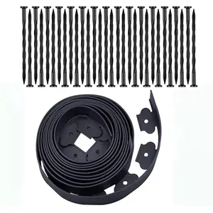 Landscape Edging Kit 30/60/90ft Lawn Edging Includes 30/60/90 Spikes, 4 Inch High Plastic Garden Edging for Landscaping, Garden, Lawn (Black)