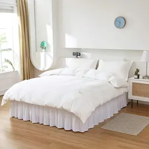 1pc Elastic Bed Ruffle - Easy Wrap Around Ruffle - Microfiber Bed Skirt With Adjustable Elastic Belt 15 Inch Tailored Drop - Hotel Bedskirt, Fade (T/F/Q/K)