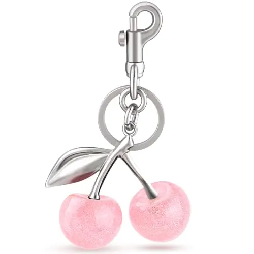 A13 1pcs Silver Cherry Charm (Light Pink