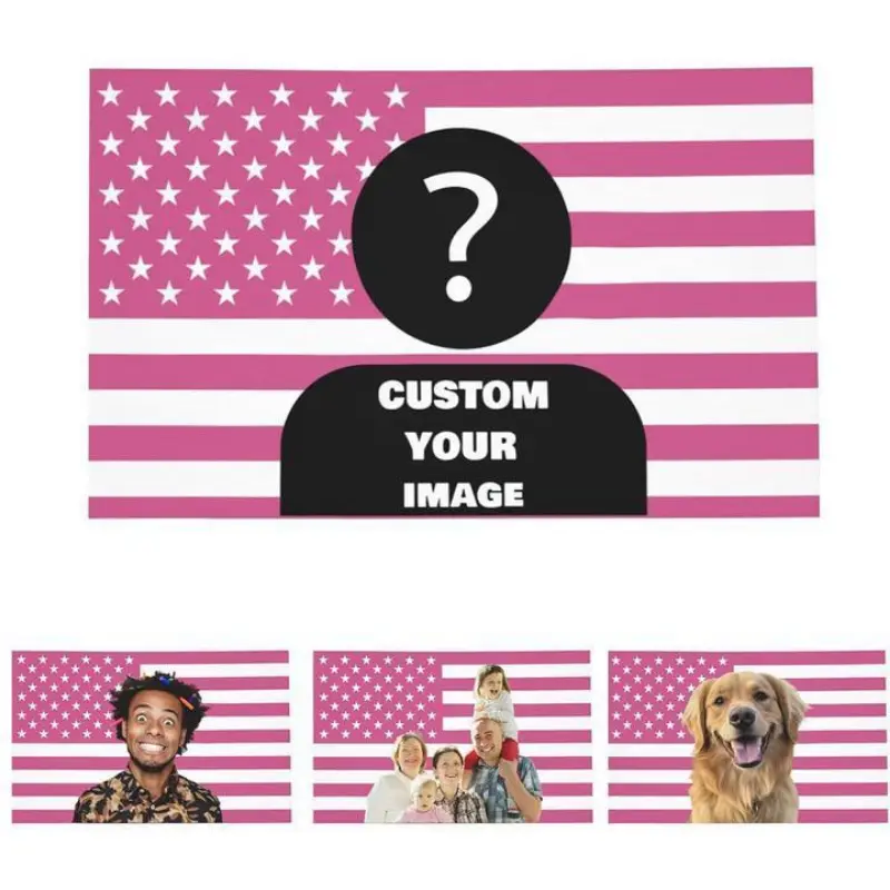 Personalized Pink American Flag 30x40inch Custom Flag Design Your Image Fun Tapestry Poster for Decorating Clubs Concerts Bars College Dorms Living Rooms Bedrooms Decoration Printed Wall Photo 40X30