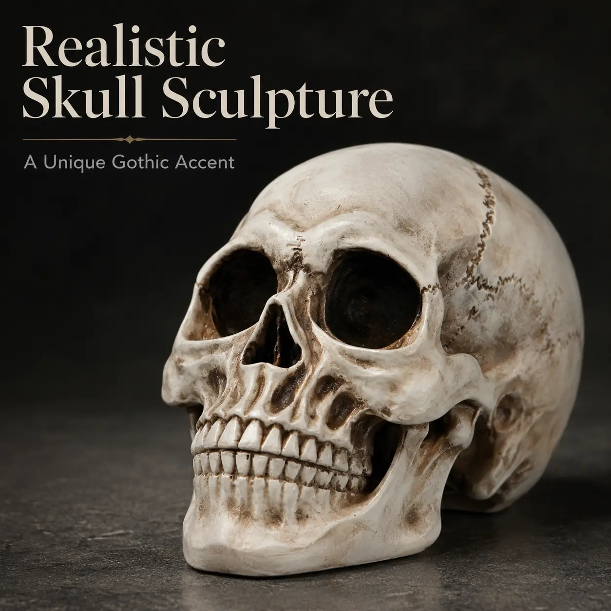 Resin Skull, 1:1 Human Skull, Human Head Model for Home Decoration, Halloween Statue, Bone Model, Model Anatomical Medical Skeleton(White)