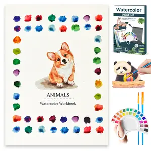 coloring book for Kids - 13 Pages 300GSM Paper, Paint Set with Brush & Storage Bag, Beginner-Friendly Coloring Book for Creative Art- Animal Theme Art Kit