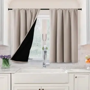H.VERSAILTEX 100% Blackout Curtains for Bedroom Thermal Insulated Curtains & Drapes Blackout Curtains Rod Pocket Curtains for Living Room with Black Liner 2 Panels Set