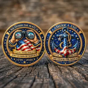 USA 250th Anniversary Navy Coin, We Stood The Watch 1776-2026 Challenge Coin, Honor Duty Service Patriotic Gift, Naval Anchor Eagle Medal