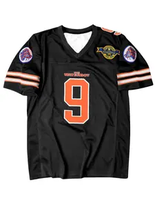 Hot-selling men's short-sleeved shirt, 3D printed, polyester material, Bobby Boucher #9, Waterboy, Adam Sandler film, Mud Dog, loose casual breathable outdoor rugby jersey.