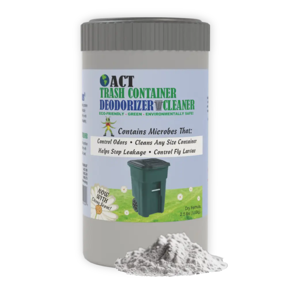 ACT Trash Deodorizer and Cleaner | Eliminates Odors Controls Garbage Sludge | for Garage and Outdoor Bins | Dry Powder Eco-Friendly