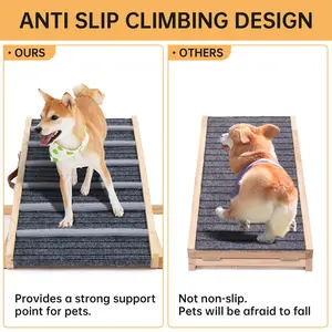 Dog climbing ladder solid wood dog climbing frame home sofa slope ladder adjustable height pet climbing ladder
