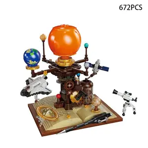 672PCS Solar System Book Building Blocks Set, Creative Building Toy Decoration, Rotatable STEM Educational Toy, Manual Rotation Space Toy, Suitable for Astronomy Learning, Gift for Boys and Girls Aged 14
