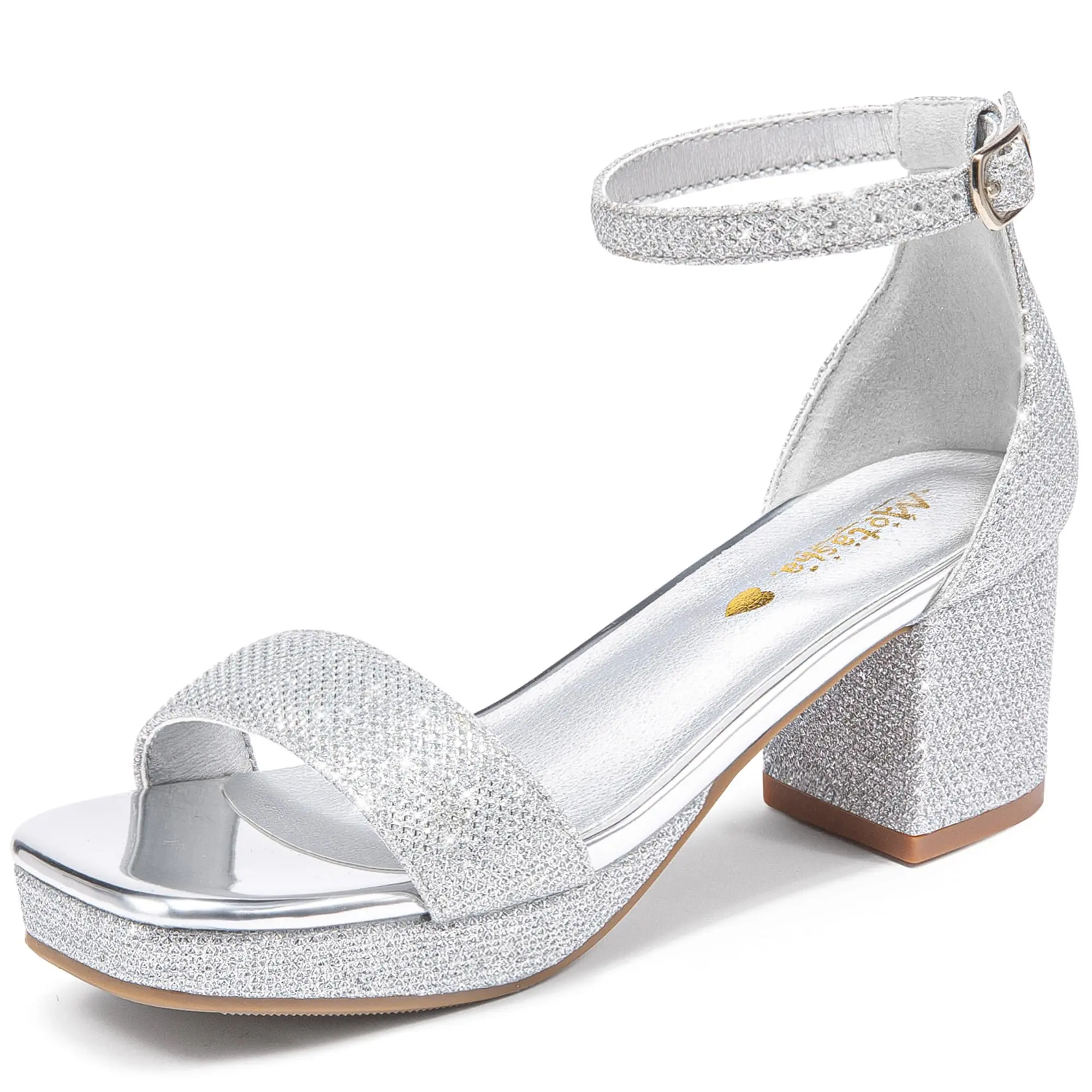 Girls High Heels Girls Dress Shoes Flower Girl Wedding Party Pageant Prom Formal Dress Sandals Open Toe Ankle Strap Platform Little Big Kids High Heels Chunky Pumps