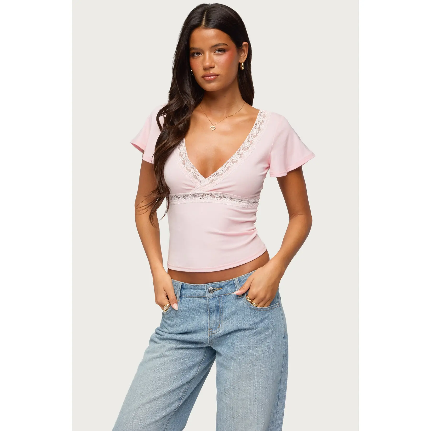 Yvetta Lacey Flutter Sleeve Top