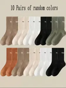 Women's Letter Print Boat Socks, Casual Sweat-Wicking Odor-Resistant, Soft Comfortable Breathable Daily Wear, 10 Pairs Random Colors, Breathable Comfy Socks