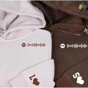 Custom Spotify Code Matching Hoodie, Custom Initial Valentine Anniversary Couple Matching Sweatshirt, Valentine Gift (Message to custom)