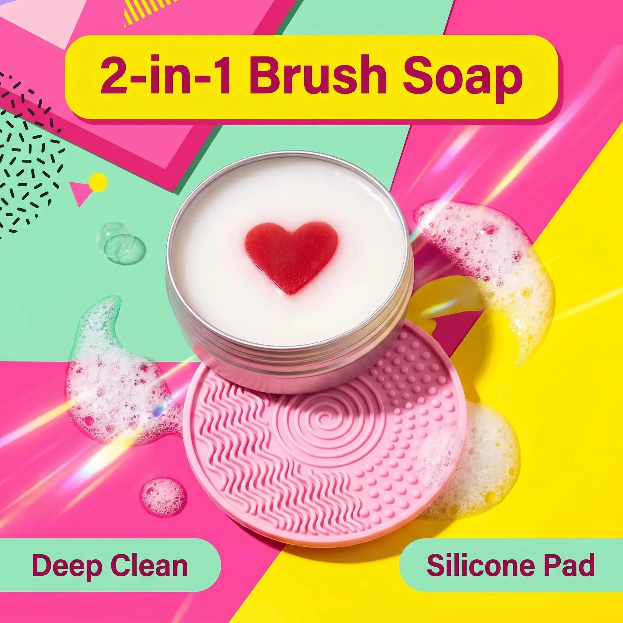 Glycerin 2-in-1 Makeup Brush Cleaner (3.52oz/100g) with Silicone Pad & Deep Cleansing Balm - Pigment, Impurity, Foundation Removal, Quick-Drying, Portable Single Item, Moisten Brush Bristles, Compact Elegant Travel Tool for Daily Use, Makeup Brush Cleaner