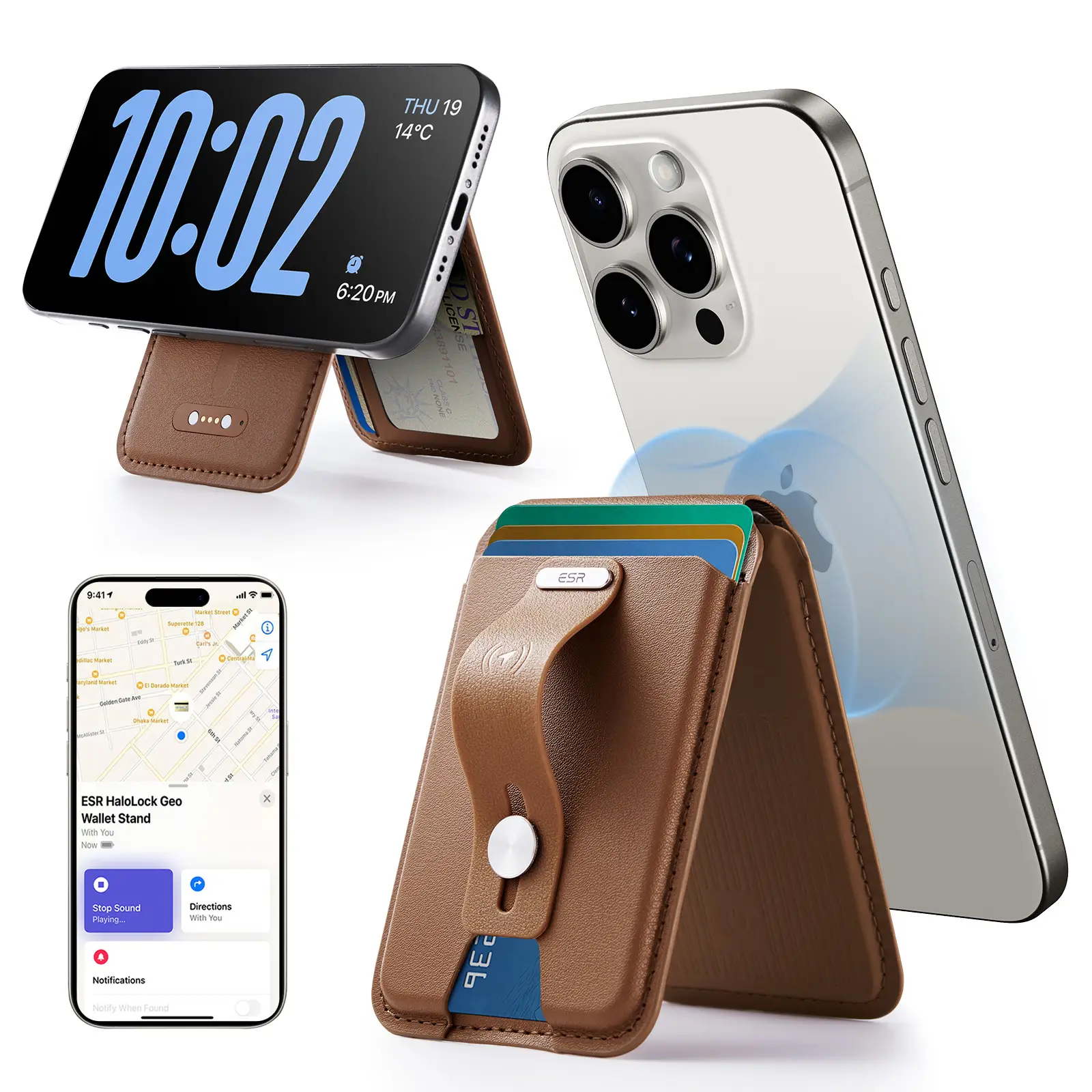 ESR Geo for MagSafe Wallet with Full Find My Functionality 3/5 Card-Holder RFID Blocking Magnetic Wallet for iPhone 17/16/15/14/13/12 Series with Adju