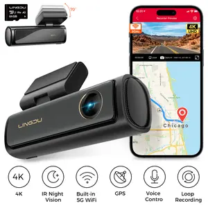 AM100 5G WiFi Dash Cam Front, 4K Dash Cam for Cars with ADAS, Free 64GB SD Card Voice Control, G-Sensor Built-in GPS, WDR 24H Parking Mode, Night Vision Loop Recording, Easy to Install,LINGDU