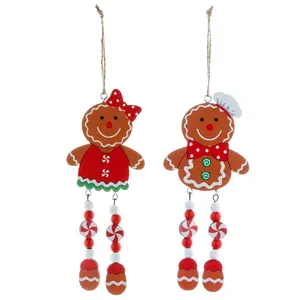 Christmas tree ornaments wooden gingerbread figurines couples long legs small ornaments