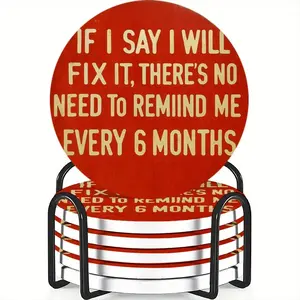 6-Piece Coaster Set, Non-Slip Ceramic Material, Heat Resistant, Ideal for Coffee & Drinks, Home & Restaurant Decor, Perfect Gift