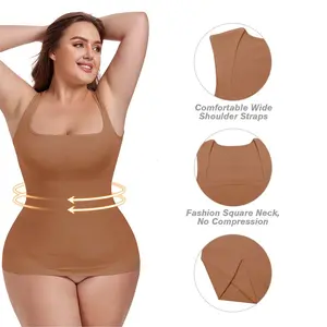 3 Pack Women Square Neck Seamless Shapewear Tank Tops, Tummy Control Compression Slim Shaping Camisole Undergarment, Sleeveless Solid Layering Shaping Vest for Daily Wear