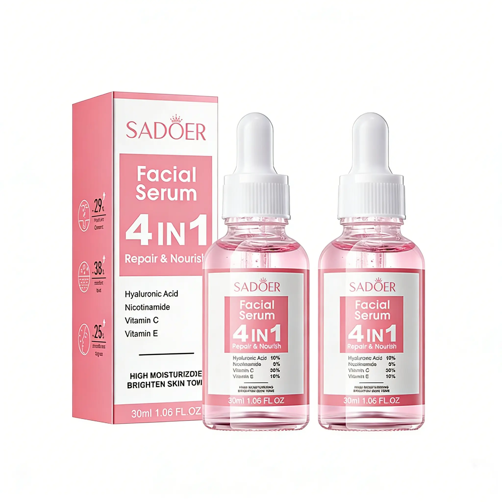 4-in-1 facial nourishing high-moisture essence, rich in vitamins C and E, moisturizing, hydrating, maintaining skin delicacy and hydration, suitable for daily skincare use
