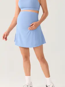 MOMANDA Maternity Tennis Skirts High Waisted Stretchy Pregnancy Workout Skort Over The Belly with Inner Shorts