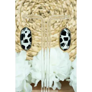 Lorelei Black Cow Earrings