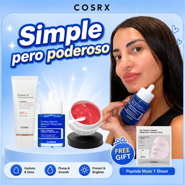 [GWP] [ANA x COSRX] Simple pero PODEROSO l Blue Copper Peptide Serum 1EA + Peptide Collagen Eye Patch 1EA + OTC Approved VItamin E Sunscreen 1EA + GWP Peptide Hydrogel Mask 1 Sheet l Korean skincare set l K-beauty l Glazed skin