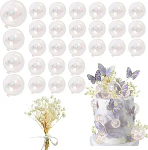 30 PCS Mini Balls Cake Topper DIY Cake Insert Topper Acrylic Cake Topper Foam Cake Balls Artificial