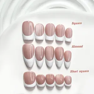 CuraTique Summer Collection | Classic French | 10-Piece Set  100% Handmade Nail Stickers, 3D Gel Nails, Reusable Nail Decorations | 2026 SpringNails | Holiday | The Perfect Nail Art for Vacations | Birthday Parties&Gift-Giving