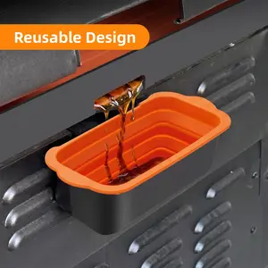 Oil Catch Tray Liner for Blackstone Griddles, Silicone Insulation Pad, Foldable BBQ Grill Mat, Oven Tool Protector, Cleaning Pad
