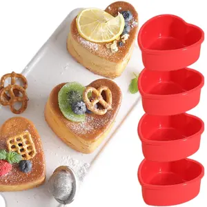 4Pcs,4-inch,Heart Mold for High-Profile Desserts, Easy to Use and Demold, Perfect for Valentine's Day and Birthdays, Ideal for Baking Enthusiasts, Silicone Molds