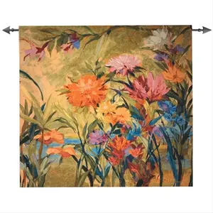 212 MAIN Classic Cotton-Polyester Floral Tapestry Wall Hanging - 53x56 in Vertical Decor with Flower Designs, Martha Choice Home Accessory (Manual Woodworkers and Weavers HWGMC1)