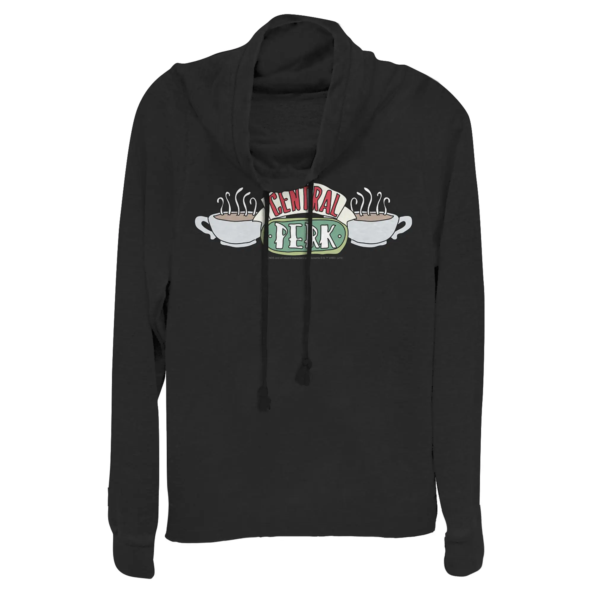 Juniors Womens Friends Classic Central Perk Logo Cowl Neck Sweatshirt