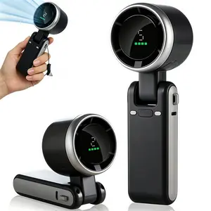 LMMAKE Turbo Mini Portable Fan - 800mAh Rechargeable Battery-Operated, 180-Degree Foldable 3-in-1 Personal Small Fan with LED Display, 5 Speeds for Travel, Home office desk