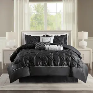 7 Piece Tufted Comforter Set With Pillows, Bed Skirt, Shams